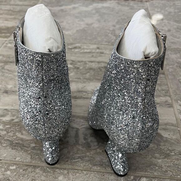 Salvatore Ferragamo Glitter Sculptural-Heel Zip Booties, New, Size 10 - Picture 10 of 16